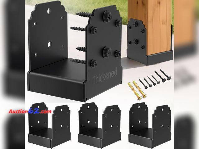 Lot 44-456 - $89.99 Retail price - KOMOHOM 6x6 Post Base Brackets（4PCS） Heavy-Duty Post Bracket Surface Mount for Concrete, Thickened Pergola Brackets, 1...