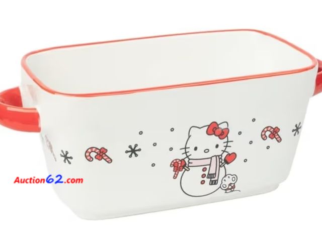 Lot 44-6582t - Zrike Hello Kitty Christmas Snowman Rectangular Pan - Festive Holiday Ceramic Bakeware for Cakes, Brownies &amp; More | Set of 1 | Official ...