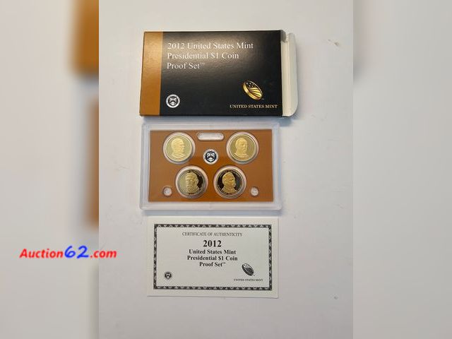 Lot 44-8543o - VERY PRICEY 2012-S PRESIDENTIAL DOLLAR PROOF SET W/CHESTER ARTHUR, GROVER CLEVELAND (1ST TERM), BENJAMIN HARRISON, AND GROVER CLEVELAND (2ND...