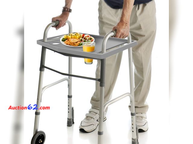 Lot 44-241a - Bluestone Walker Tray- Upright with Holders-Universal Table Fits Most Standard Folding Walkers-Home Mobility Medical Equipment Accessories, ...