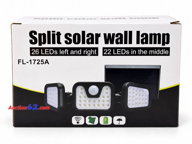 Lot 44-6098m - Split Solar Wall Lamp, 26 LEDs left and right, 22 LEDs in the Middle , Appears New, A basic inspection has been given to this item. Sold AS-...
