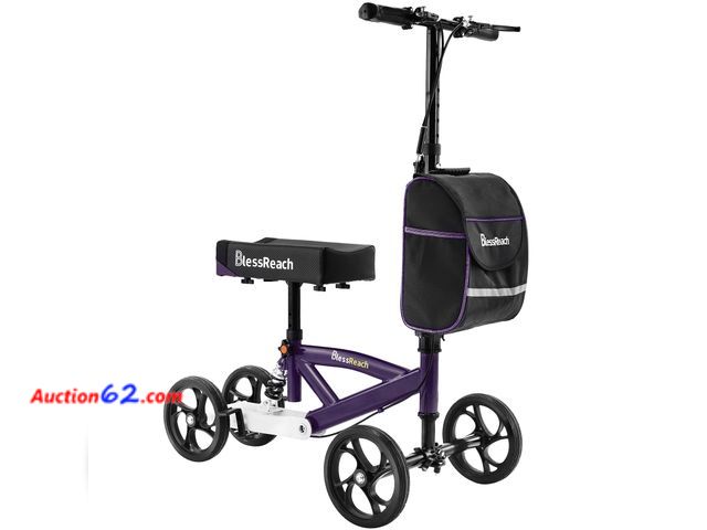 Lot 44-4036j - $99.99 Retail price - BlessReach Steerable Knee Walker Deluxe Medical Scooter for Foot Injuries Compact Crutches, with Dual Rear on-Wheel Br...