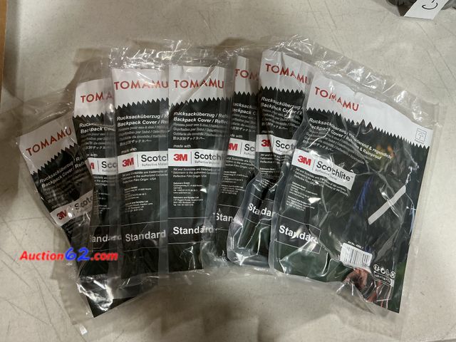 Lot 44-9127i - Lot of (7) Tomamu Backpack Covers Appears New, A basic inspection has been given to this item. Sold AS-IS.