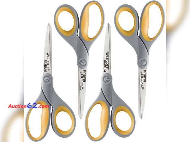 Lot 44-1751m - Westcott 8-Inch Titanium Bonded Scissors for Home, Office, and Classroom - Perfect for Cutting Paper, Sewing, and Crafts - Heavy-Duty Design...