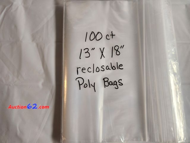 Lot 44-2118g - 100 count 13" x 18" reclosable poly bags. Lowest price found on Amazon is $19.99. New. See photos. Appears New, A basic inspection has been ...