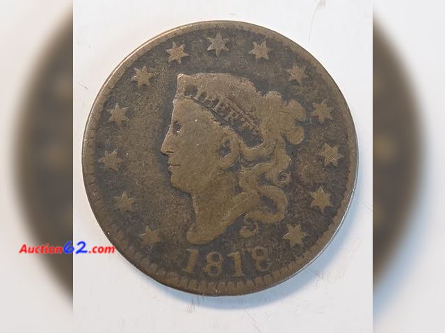 Lot 44-8350g - **VERY SCARCE** 1818 LARGE CENT. MINTED IN PHILADELPHIA. - NT