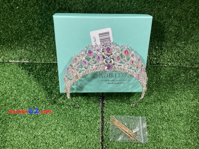 Lot 44-120g - Crystal Queen Crown Tiara for Women and Girls Appears New, A basic inspection has been given to this item. Sold AS-IS.