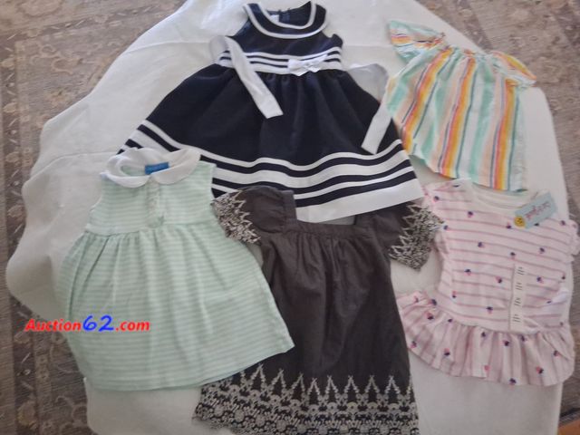 Lot 44-2013o - One new with tag girl's Cat &amp; Jack shirt.  One Carter's 3T  shirt.  One Bonnie Jean Exclusive very gently used 3T dress.  One 3T JBailey...