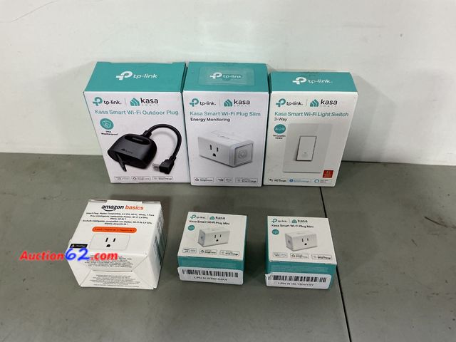 Lot 44-1923i - $80 Retail price - TP-Link Kasa Smart Plugs &amp; Light Switch - Outdoor Plug, Slim Plug, Mini Plug, 3-Way Light Switch Not Tested See All P...