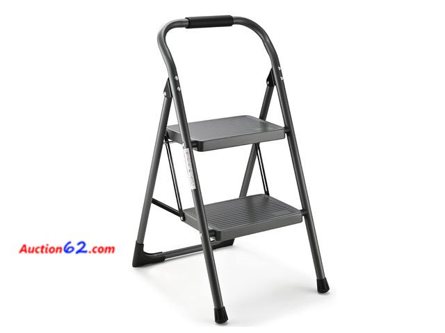 Lot 44-277 - Step Stool for Adults,2 Step Ladder Folding 330lbs Anti Slip Step Stool,Foldable Ergonomic 2 Steel Stool with Wide Pedal for Home, Kitchen, ...