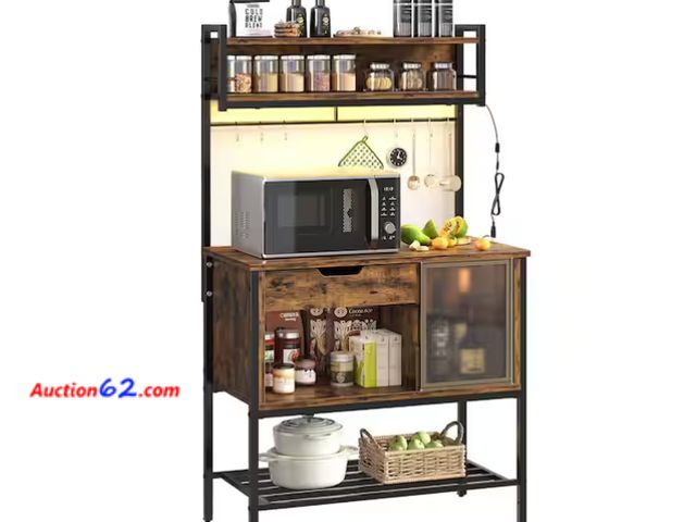 Lot 44-1624t - $140 Retail price - Bestier Baker's Rack - K100786G-RST, Kitchen Storage, Utility Microwave Stand Appears New, A basic inspection has been g...