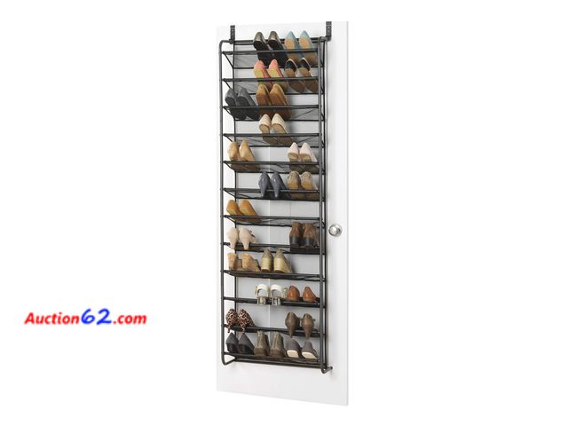 Lot 44-5528t - Whitmor 36 Pair Over-The-Door Rack Shoe Organizer - Gunmetal Gray E-Commerce Return, A basic inspection has been given to this item. Sold AS...