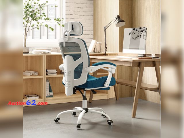 Lot 44-531t - Retail value- $123- Sweetcrispy Office Computer Desk Chair with Footrest,Ergonomic High-Back Mesh Rolling Work Swivel Chairs with Wheels,Com...
