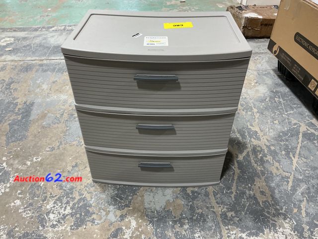 Lot 44-1632w - Brightroom 3-Drawer Tower - Wide Tower, Spaceship Gray See All Photo's Not Tested E-Commerce Return, A basic inspection has been given to th...