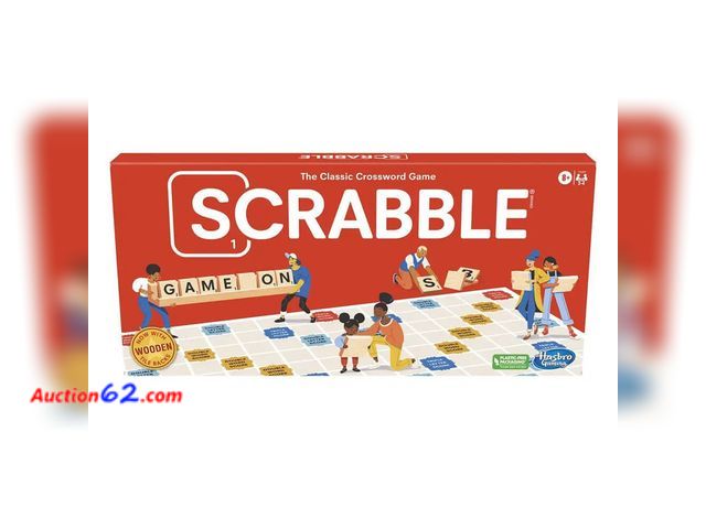 Lot 44-5603M - Hasbro Gaming Scrabble Board Game, Classic Word Games for Kids Ages 8 and Up, Fun Family Game for 2-4 Players, The Classic Crossword Game Ap...