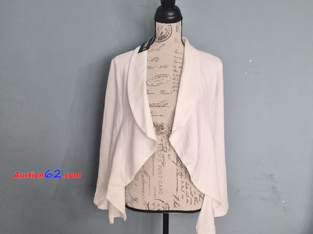 Lot 44-3056q - Size Large - DOUBLJU Ivory Women's Casual Long Sleeve Open Front Jacket Blazer - New with Tags - See Pictures Appears New, A basic inspectio...