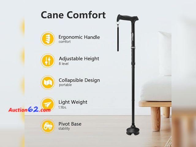 Lot 44-136g - Walking Cane for Men &amp; Women - Folding Appears New, A basic inspection has been given to this item. Sold AS-IS.
