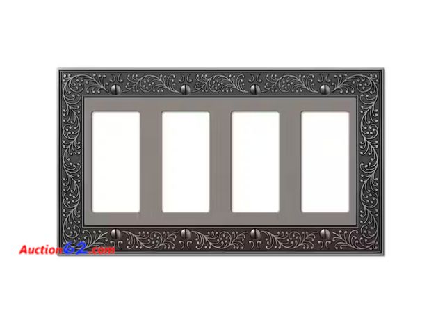 Lot 44-1944a - English Garden 4 Gang Rocker Metal Wall Plate - Antique Nickel Appears New, A basic inspection has been given to this item. Sold AS-IS. See ...