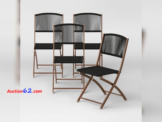 Lot 44-885f - $260 Retail price - 4pc Purcell Patio Folding Chair Black - Threshold™ Not Tested Appears New with box damage