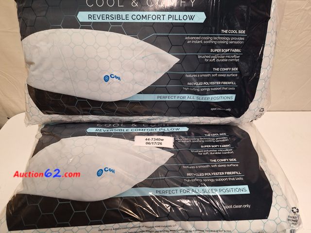 Lot 44-7340w - Lot of (2)  ISO-PEDIC technology COOL &amp; COMFY reversible comfort pillow standard/queen,  Appears New, A basic inspection has been given ...