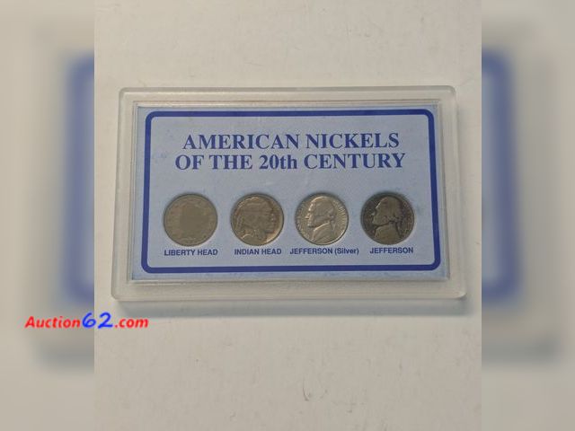 Lot 44-8339p - AMERICAN NICKELS OF THE 20TH CENTURY SET W SILVER WORLD WAR II NICKEL, LIBERTY HEAD "V" NICKEL, BUFFALO NICKEL AND JEFFERSON NICKEL.-NT