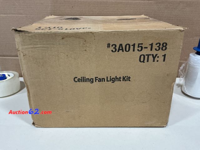 Lot 44-1619t - Ceiling Fan Light Kit #3A015-138, 3-Light, Includes Bulbs Not Tested See All Photo's E-Commerce Return, A basic inspection has been given to...