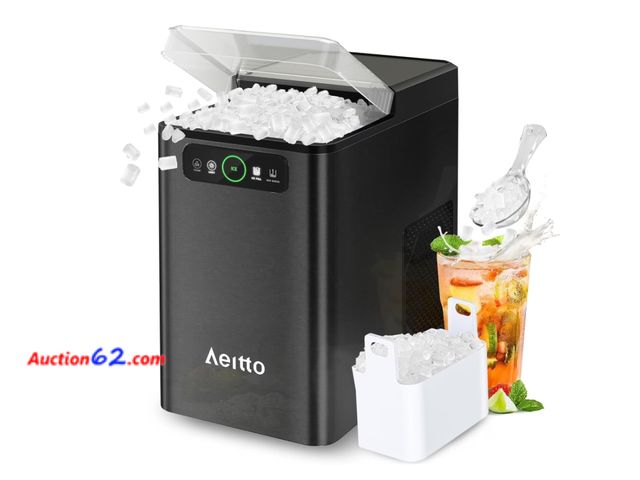 Lot 44-15f - $410 Retail price - Aeitto Nugget Ice Maker Countertop, Pellet Ice Machine Soft Chewable Ice 40lbs/Day, One-Click Operation, Auto Self-Clean...
