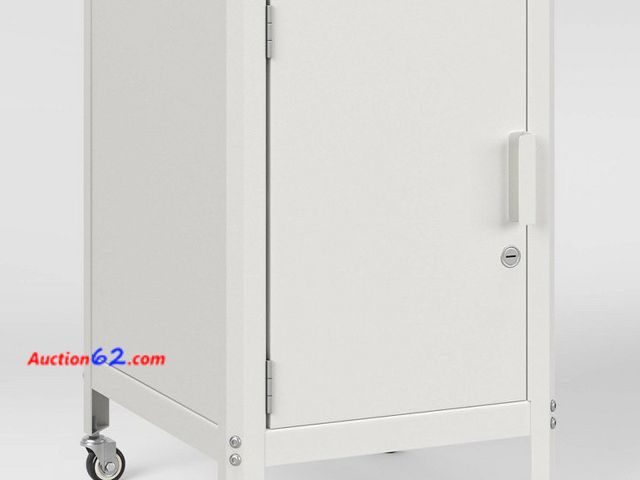 Lot 44-1648m - $80 Retail price - Dorm Metal Rolling Locker Storage Cabinet with Lock Chalk White - Room Essentials See All Photo's Not Tested Appears New,...