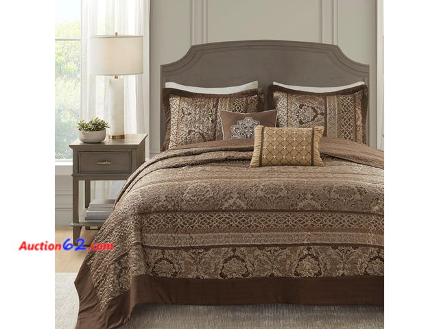 Lot 44-5521t - MSRP $142.49 - Madison Park Bellagio Reversible Quilted Bedspread Set, Solid Reverse Summer Breathable, Lightweight All Season Bedding Layer...