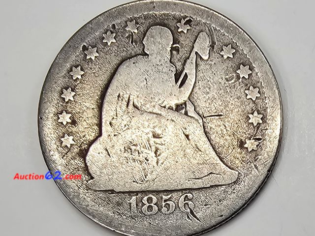 Lot 44-8343f - 1856 SEATED LIBERTY 90% SILVER QUARTER. MINTED IN PHILADELPHIA.-NT