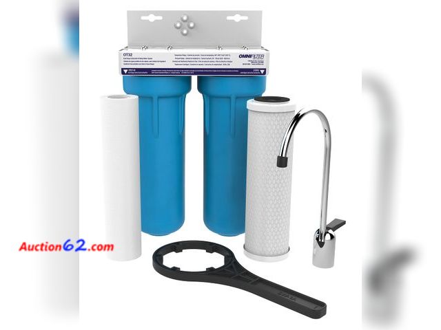 Lot 44-1959o - $214.45 Retail price - Pentair OMNIFIlter OT32 Water Filtration System, 10" Premium Dual-Stage Undersink Filter System, NSF Certified to Red...