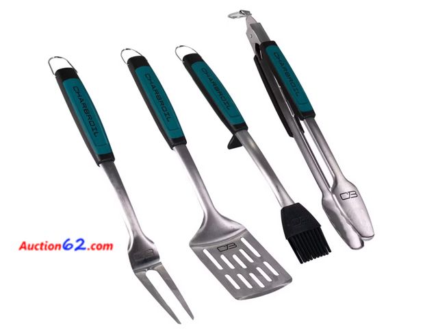 Lot 44-817b - Retail value $40- Char-Broil 4pc Comfort Grip Tool Heat-Resistant Grill Cookware Set Appears New, A basic inspection has been given to this ...