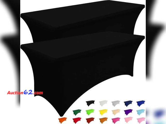 Lot 44-4037b - Smiry 2 Pack Spandex Table Cloth 4FT, Elastic Fitted Stretch Tablecloths for Rectangle Tables, Washable Table Cover (Black, 48Lx30Wx30H Inch...