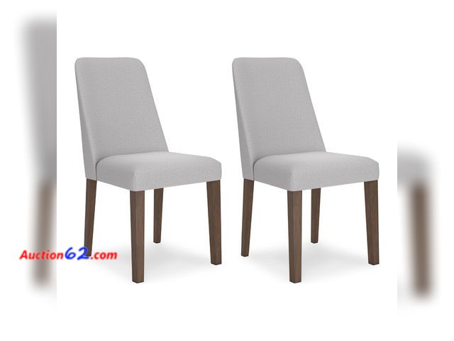 Lot 44-203a - $232.49 Retail price - Signature Design by Ashley Lyncott Dining Chairs Set of 2, Mid Century Modern Style, Solid Wood Frame with Light Gray...