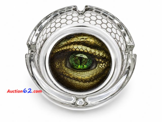 Lot 44-6210m - Smokezilla Clear Glass Tray decorative 3D Snake Eye. Glow In The Dark. Appears New, A basic inspection has been given to this item. Sold AS-...