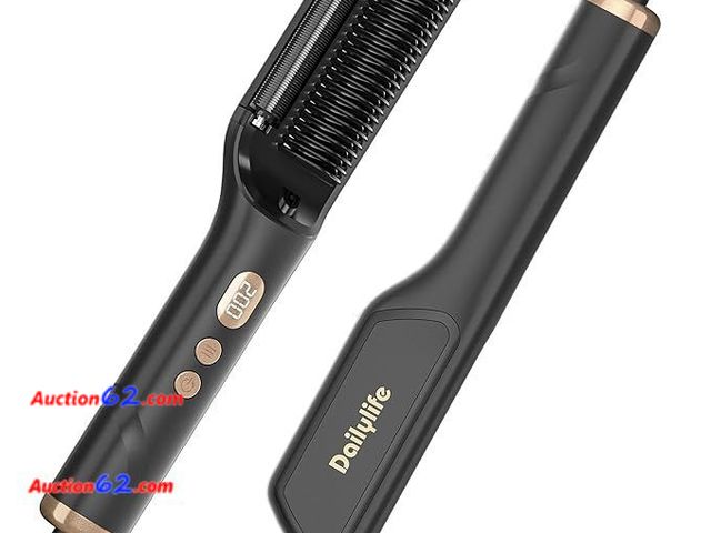 Lot 44-4070f - Retail of $37.99-DAILYLIFE Hair Straightener, Straightening Brush with Oil-Infused, Ionic Straightening Tool 20s Fast Heating, 9 Temps, LCD ...