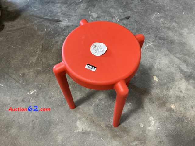 Lot 44-359e - Red Plastic Stool Accent Table See All Photo's E-Commerce Return, A basic inspection has been given to this item. Sold AS-IS.
