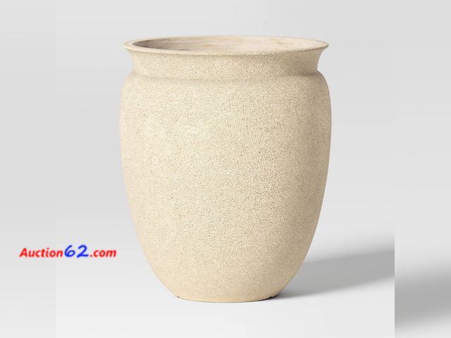 Lot 44-763 - Small Plastic Outdoor Planter Pot Cream 14"x14" - Threshold™ Designed with Studio McGee See All Photo's Not Tested Appears New, A basic insp...
