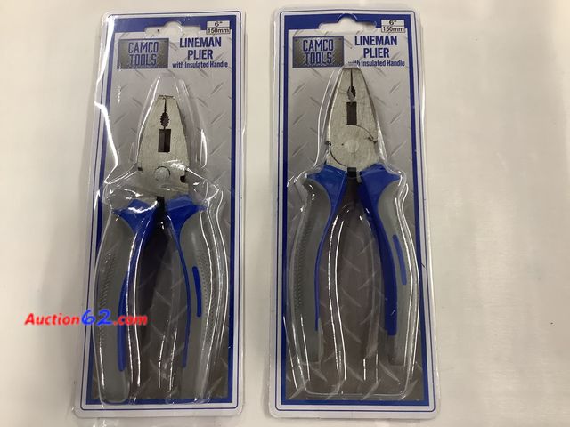 Lot 44-7506k - 2 pair of camco tools 6” lineman pliers. New. See photos. 5. Not Tested 13. Never opened, Factory Sealed