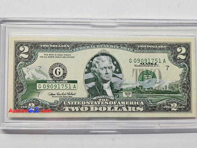 Lot 44-8305q - ALASKA ENHANCED $2 STATE BILL. HAS CAPITAL AND A MOUNTAIN.-NT