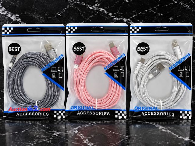Lot 44-6021m - Pack of 3 C to C Charger original accessories, 6ft, Assorted colors. Appears New, A basic inspection has been given to this item. Sold AS-IS...