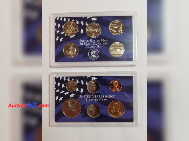 Lot 44-8521w - HUGE 10 COIN 2005 UNITED STATES SAN FRANCISCO MINT PROOF COIN SET W/SACAGWEA DOLLAR, KENNEDY HALF, STATE QUARTERS-CALIFORNIA, MINNESOTA, ORE...