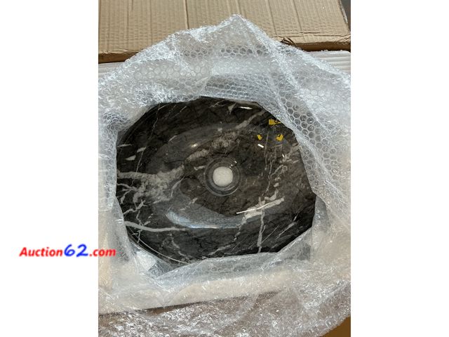 Lot 44-892w - $119.99 Retail price - Sinku Mccut Ceramic Vessel Sink Oval Black Above Counter Bathroom Vessel Sink with Faucet and Drain Combo Marbling Se...