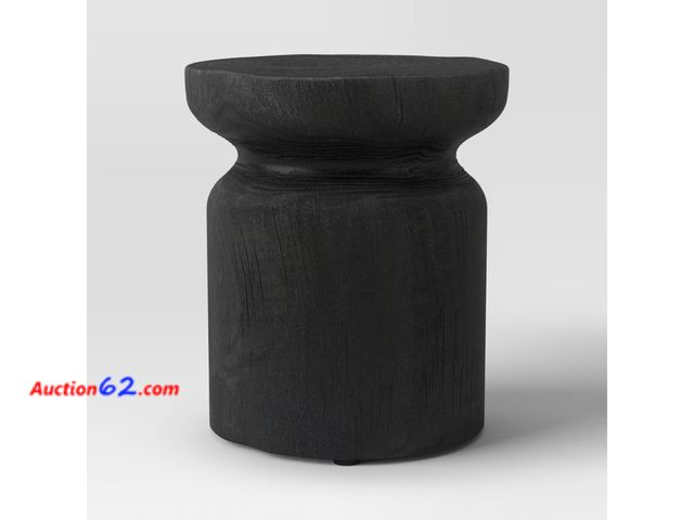 Lot 44-186 - Black Wooden Drum Side Table See All Photo's E-Commerce Return, A basic inspection has been given to this item. Sold AS-IS.