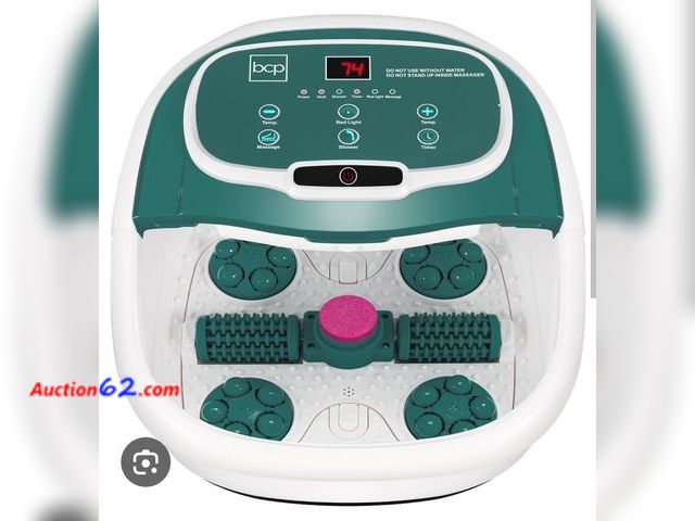 Lot 44-6932w - Portable Heated Shiatsu Foot Bath Massage Spa, Waterfall, Adjustable Heat - Green Appears New, A basic inspection has been given to this ite...