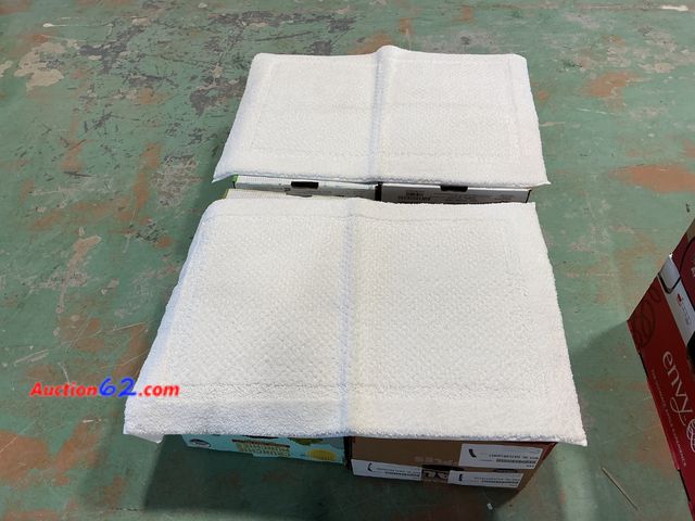 Lot 44-1574b - Purely Indulgent Bath Mat - 100% Polyester Pile, Non-Skid Latex Backing, White See All Photo's Not Tested E-Commerce Return, A basic inspect...