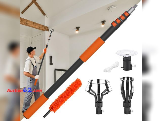 Lot 44-2696 - Buyplus 26FT Reach Light Bulb Changer for High Ceilings with 5-20FT Telescopic Extension Pole, Easy Flip-Tab Lock Bulb Changing Pole Extensi...