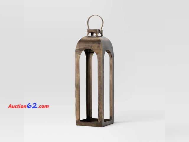 Lot 44-327p - 29"x9" Pillar Cast Aluminum Lantern Candle Holders Gold - Threshold™ Appears New, A basic inspection has been given to this item. Sold AS-IS...