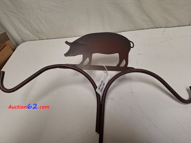 Lot 44-7182j - Panacea 84" double barnyard animal Shepherd hook, rust E-Commerce Return, A basic inspection has been given to this item. Sold AS-IS.