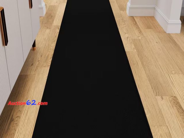 Lot 44-226b - Retail of $47- Homeline Non-Slip Rubberback 2X15 Indoor Custom Cut Extra Long Runner Rug, 2 ft. x 15 ft., Black